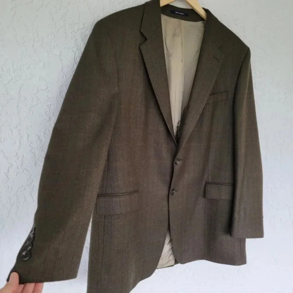 Chaps Ralph Lauren 100% Lambs Wool Men's Suit Jacket‎ Brown Size 46L - Picture 4 of 10